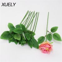 10Pcs/lot 31cm With Leaf Plastic Flower Stem Decor Wedding Floral Arrange Decor Home Party Artificial Flower Head Accessories