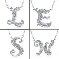 A-Z 26 Letter 925 Sterling Silver Name Necklaces Pendant For Women Fashion Long Chain Necklaces CZ DIY Jewelry Anniversary Gift Fashion Chain Necklace