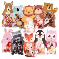 10pcs Animal Card Candy Bags Clear Plastic Bag Jungle Woodland Theme Birthday Parti Candy Chocolate Packaging Bag Treat Bags