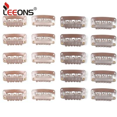 ♟ Leeons Wholesale Black White Brown Snap Clips 20Pcs Metal Clips Hair Extension Wig cap accessories Clips For Hair Bangs Comb
