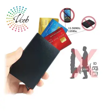 Anti-theft Id Credit Card Holder Porte Carte Thin Aluminium Metal