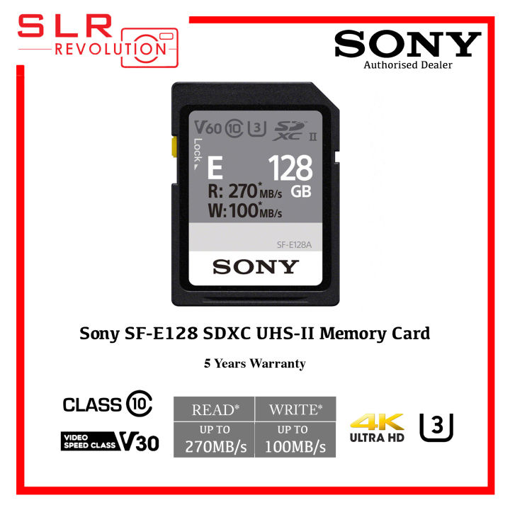 Sony E Series SF-E128 [128GB] SDXC UHS-II U3 (Up to 270MB/s Read