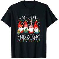 Merry Christmas Gnome เสื้อตลกครอบครัว Xmas เด็กผู้ใหญ่เสื้อยืดท็อปแบบตัวสั้น