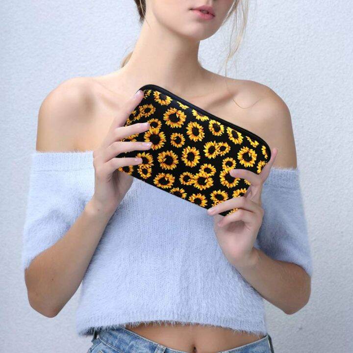 sunflower-floral-makeup-bag-waterproof-soft-neoprene-travel-bag-zippered-storage-pouch-printing-toiletry-bag-pencil-case-organizer