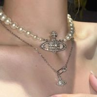 Vivienne Westwood สร้อยคอแปซิฟิกตะวันตกดาวเคราะห์ดาวเสาร์หลังหมุดมุก Vivian Choker Light สร้อยคอหรู Joker สายโซ่สายโซ่สายโซ่ของ Clavicle Original British9644