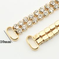 New 2Pcs 55mm 2 Row Round Buckles Rhinestone Chain Bikini Connectors/Buckle Of Flat Chains Metal Crystal Bikini Buckle