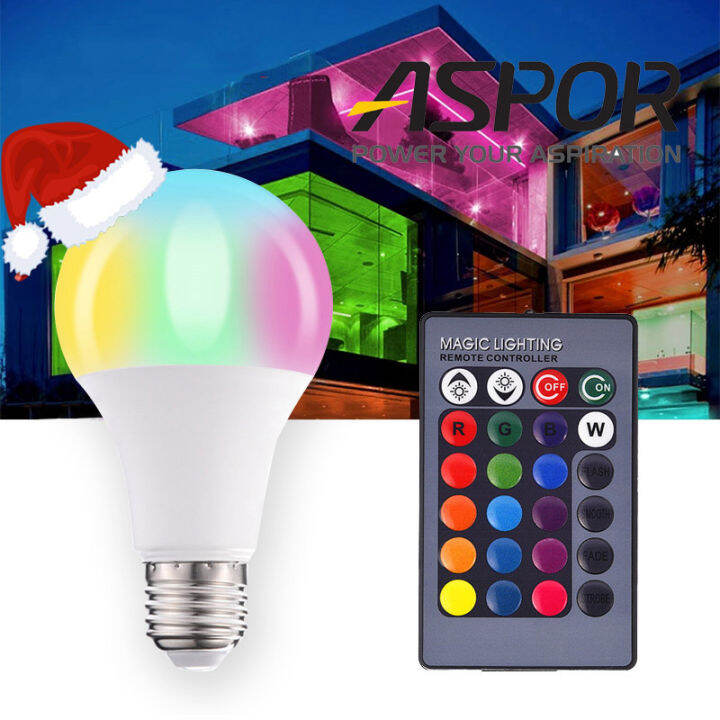 ASPOR E27 RGB Bulb Light Disco Christmas Lights Smart Bulb Led Color