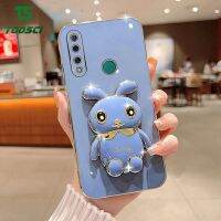 สเตอริโอ3D หรูหราผู้ถือกระต่ายน่ารักชุบเคสโทรศัพท์ HP ฝาหลังเคส TPU นุ่มสำหรับ Huawei Y6P Y6 Y7A 2019 Y7 Pro 2019 Y9 Y9นายก2019 Y9S