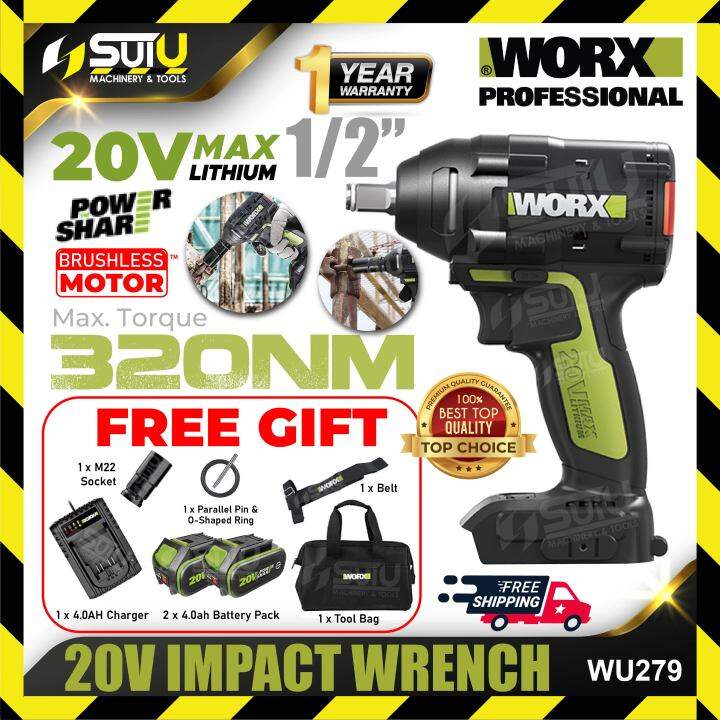 Worx Wu279 20v Brushless Impact Wrench 4 0ah Lazada