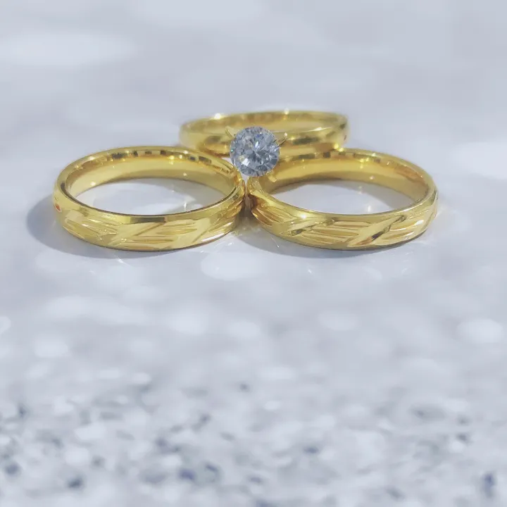 18k Gold Plated Wedding Ring Not Fade With Free Box and Engagement Ring