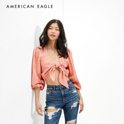 American Eagle Long-Sleeve Tie-Front Top เสื้อ ผู้หญิง แขนยาว (EWSB 035-3102-199)