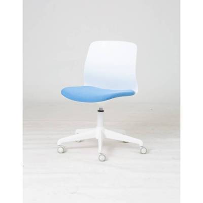 Modernform เก้าอี้สัมมนา เก้าอี้อเนกประสงค์ รุ่น  EMS ขาเหล็กสีขาวมีล้อ ปรับระดับได้ เฟรมพลาสติกสีขาว เบาะหุ้มผ้าสีน้ำเงิน