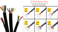 UL2464 18AWG สีดำ1ม. 2 3 4 5 6 8คอร์สายสัญญาณทองแดงพีวีซีหุ้มฉนวนหุ้มสายไฟ