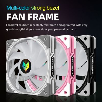 COOLMOON AS1 CPU Cooler 3 Pin 120mm Cooling Fan RGB Adjust Speed LED Double halo pc computer Cooler argb Adjustable Case Fan