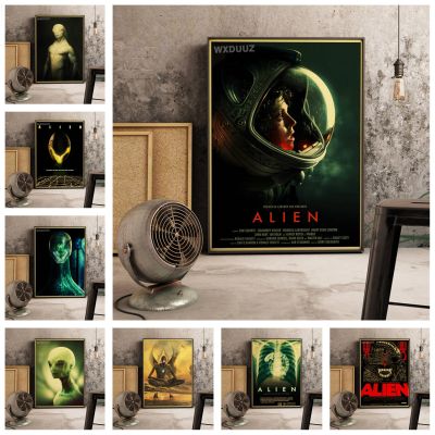 Retro ภาพยนตร์ Alien Art โปสเตอร์สำหรับตกแต่งบ้าน-ภาพวาดผ้าใบคุณภาพสูงสำหรับห้องนั่งเล่น-Perfect Wall Art สำหรับแฟนคลาสสิก Sci-Fi K397