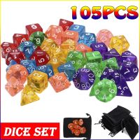 【LZ】 Conjunto de dados poliédricos com bolsa efeito transparente DND RPG MTG Dungeons and Dragons Jogos de mesa de papéis 105 pcs 70 pcs 49 pcs 35 pcs 21 pcs 7pcs