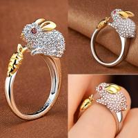 Cute Finger Ring Rabbit Rings Opening adjusting Crystals Bunny Bunny Animal For Women Rings Jewelry R5B2