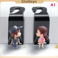 Shelleys ตะขอแขวนในรถลายการ์ตูนน่ารัก,ตะขอติดที่แขวนสิ่งของภายในรถยนต์ตะขอแขวนหลังเบาะ2ชิ้นสุดสร้างสรรค์