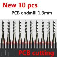 10pcs คาร์ไบด์ PCB CNC แกะสลักบิต End Milling Cutter เจาะรู endmill เส้นผ่านศูนย์กลาง 1.3 มม. # ST3.1.308