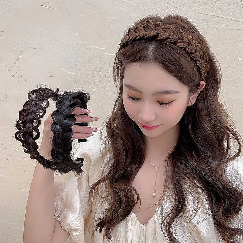 Twist Braided Female Hairbands Wig Headband Simple Sweet Non-slip  Wide-brimmed High Cranial Top Artifact Korean Style Headwear Hair Hoop |  Lazada PH