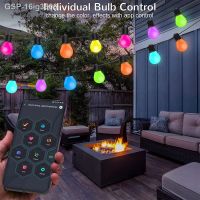 อะนิเมช♟♀16ig3506 5V บลูทูธ Colorido Festão De Natal Led C35 Lâmpada Corda 15M 25 Blubs Luzes Fadas Quaração Do Jardim Ao Ar Livre Guirlanda