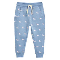 Girl Kid Unicorn Pants Cartoon Blue Cotton Leggings Girls Long Pant 1ถึง7 Years