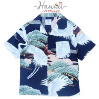 เสื้อฮาวาย เสื้อครอบครัว เด็ก&amp;ผู้ใหญ่ Hawaiian aloha Shirts  (นกกระเรียน+ภูเขา)