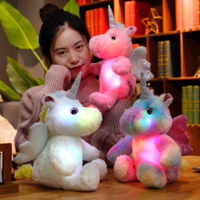 ม้า Led ยูนิคอร์นเรืองแสง30Cm ตุ๊กตาของเล่นยัดไส้ตุ๊กตาของเล่น Kawaii ของขวัญคริสต์มาสเด็กหญิงของเด็ก