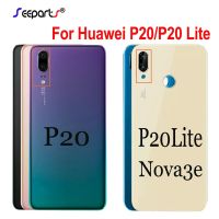 For huawei p20 back glass Rear Door Case For huawei p20 lite back glass Nova 3e Back cover Glass + Camera Lens cover p20 lite Replacement Parts