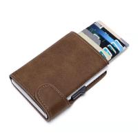 hot！【DT】♨∋❖  Rfid Wallet ID Credit Card Holder Leather Ultra-thin Business Men Cardbag Pop-up Anti Theft Metal