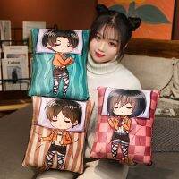 Wthnoa สองมิติอะนิเมะโจมตีผ่าพิภพไททัน Plushie เอเลนรีไว Mikasa Ackerman หมอนอิงผ่าพิภพไททันของเล่นของขวัญตุ๊กตาตุ๊กตา