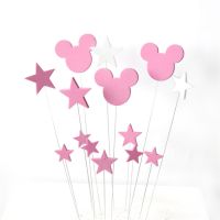 【Fun party】1 SetMinnieTheme BirthdayToppers ForChildren Birthday Party DIY BakingFlag อุปกรณ์ตกแต่ง