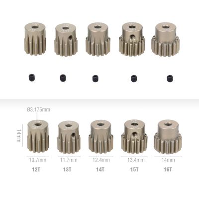 5ชิ้นเกียร์มอเตอร์ปีกนกโลหะ32DP M0.6 64DP 12-50T 3.175มม. เพลาสำหรับ1/10 1/4มอเตอร์รถ RC 3650 3660 Traxxas ไฟฟ้า Mot