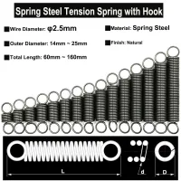 5/3/2Pcs Wire Diameter φ2.5mm  OD14mm~25mm Spring Steel Tension Spring Closed Hook Cylindroid Helical Pullback Extension Coil Traps  Drains