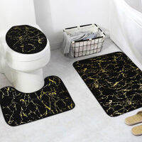 Bathroom Rug and Mat Set Toilet Shower Non-slip Marble Pattern Bronzing Car Furniture Bath Decor Home Living Room Accessories