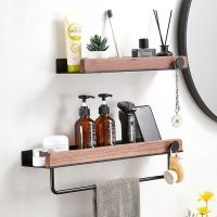 Solid Wood Bathroom Shelf No Drill Organizer Shower Storage Rack Corner Shelves Wall Mounted Toilet Shampoo Holder Accesories