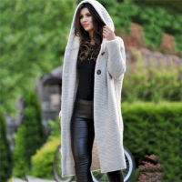 Womens Sweaters Winter  Fashionable Casual Loose Sweater Female Autumn Cardigans Single Breasted Puff Hooded Coat