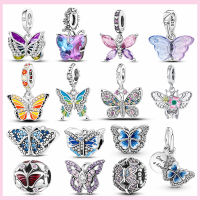 PAMELA Butterfly Charm 925 Silver Flying Butterfly Sparkling Zircon Bead For Original celet Jewelry Pendant Gift For Women