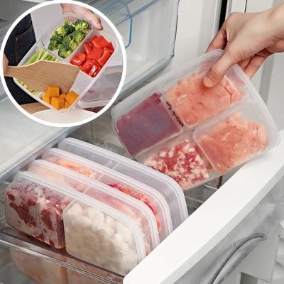 4กริดกล่องเก็บอาหารแบบพกพาช่องตู้เย็นตู้แช่แข็งจัดย่อยบรรจุเนื้อหัวหอมขิงล้างครัว Tool1PC