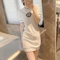 Factory Outlet New Thom Bryan Xiaoxiang Ethios Embroidery Nail Short Sleeve Dress Female Summer Knit Slim Step Pack Hip