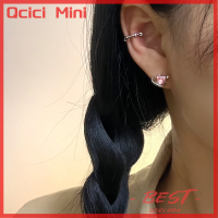 Qcici กระดูกเล็บรูปหัวใจและเพทายสีชมพู1คู่ต่างหูตุ้มหูปาร์ตี้ผู้หญิงหญิงสาวของขวัญเครื่องประดับที่ดีใหม่