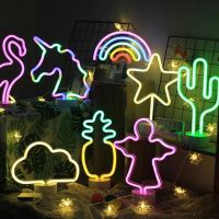 Rainbow Neon Signs Bedroom Aesthetic USB Battery Powered LED Night Light Neon Lamps Sign for Christmas Party Decorations