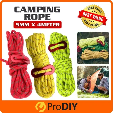 Reflective Tent Rope For Camping 5mm*4m With Aluminum Double Eye