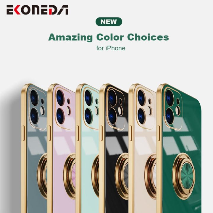 16-digits-ekoneda-แหวนนิ้วยืนกรณีสำหรับ-iphone-13-11-12-pro-max-x-xr-7-8บวก-se-กรณีซิลิโคนหรูหราชุบรถที่วางโทรศัพท์ปก