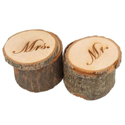 2pcs Mr &amp; Mrs Shabby Chic Rustic Wedding Ring Pillow Holder Box Made of wood