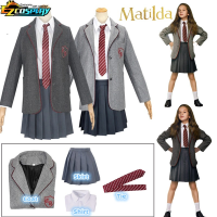 เด็ก Matilda ดนตรีเครื่องแต่งกายคอสเพลย์ชุดสาวชุดนักเรียนสูทแจ็คเก็ตเสื้อกระโปรงผูกฮาโลวีนปาร์ตี้เวทีครบชุด