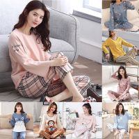 COD SDFERTGRTYTYUYU Fashion cartoon printed pajamas womens long-sleeved loose thin section cute skin-friendly pants home service suit