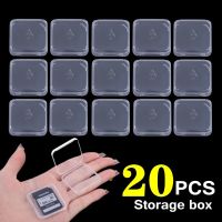 20Pcs Transparent SD Memory Card Case Holder Box Storage Box Portable SIM TF Memory Card Clear Plastic Case Holder Protector Card Holders