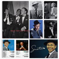 Vintage Wall Art รูปภาพห้องนั่งเล่นตกแต่งบ้านที่มี Frank Sinatra Portrait Music Studio โปสเตอร์ภาพวาดผ้าใบและภาพพิมพ์