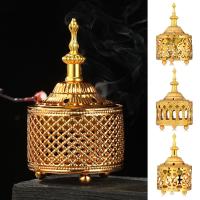 Hollow Arab Style Aromatherapy Furnace Golden Home Decor Incense Burners Tower Metal Incense Burner Censer Holder